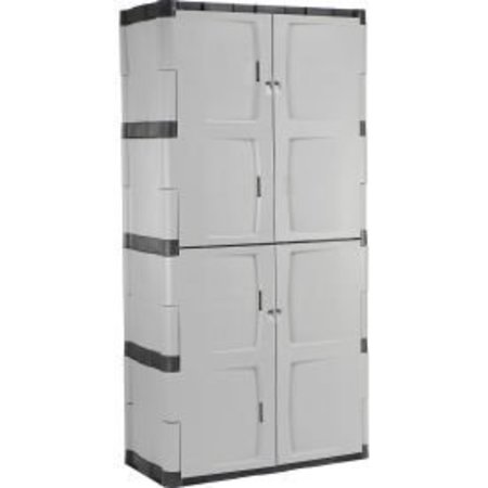 RUBBERMAID Rubbermaid® Plastic Storage Cabinet With Full Double Doors, 36"W x 18"D x 72"H FG708300MICHR